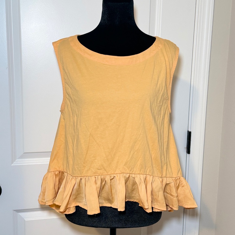 Maeve Anthropologie Orange Peplum Tank Top Size Medium Twee Retro